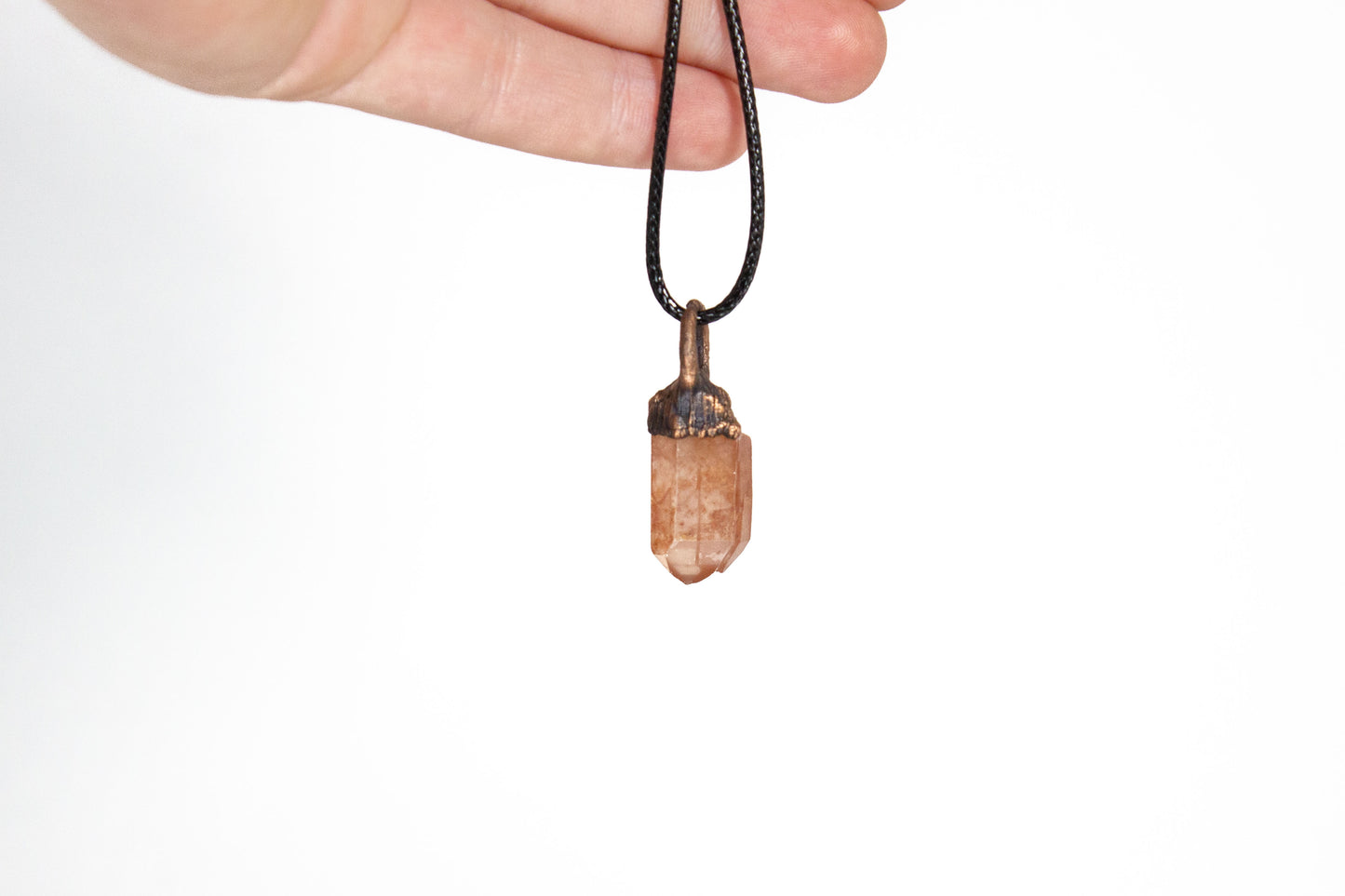 Electroformed Tangerine Quartz Pendant