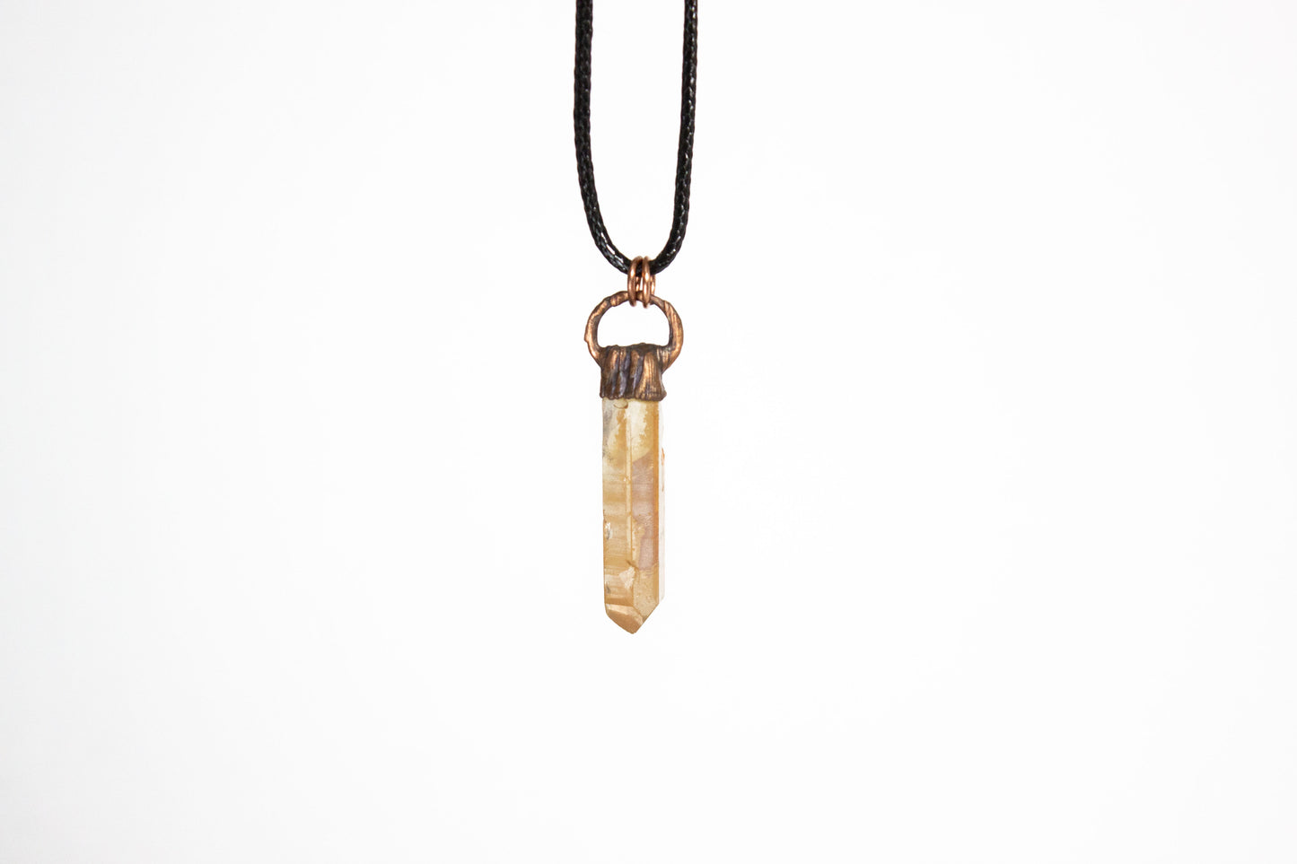 Electroformed Tangerine Quartz Point Pendant