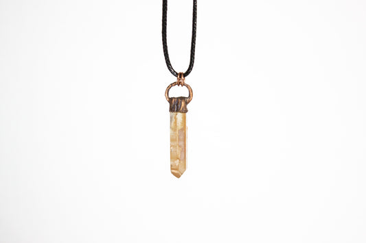 Electroformed Tangerine Quartz Point Pendant