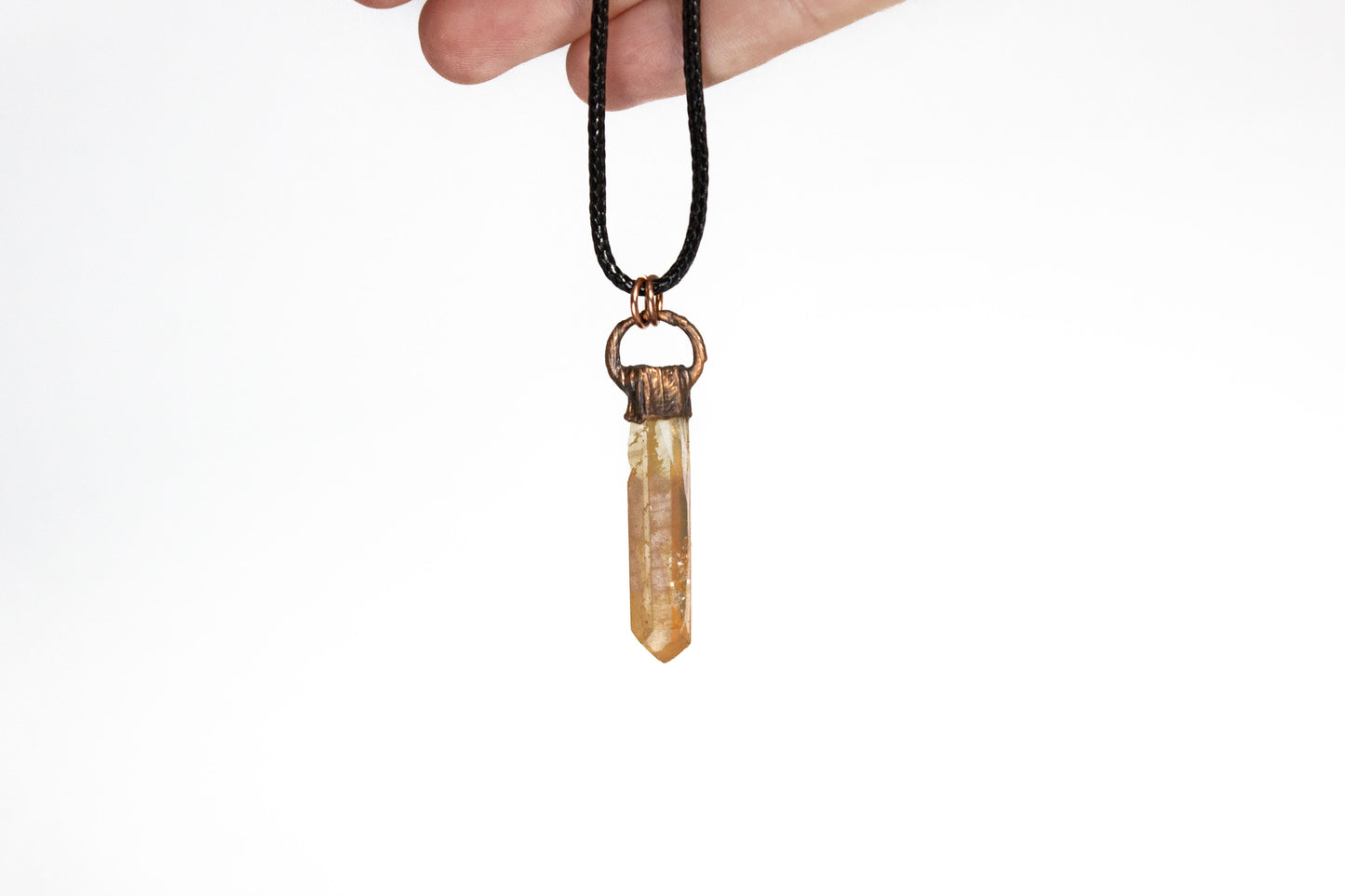 Electroformed Tangerine Quartz Point Pendant